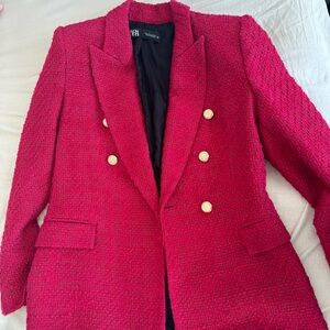 Double breasted textured weave Jacket